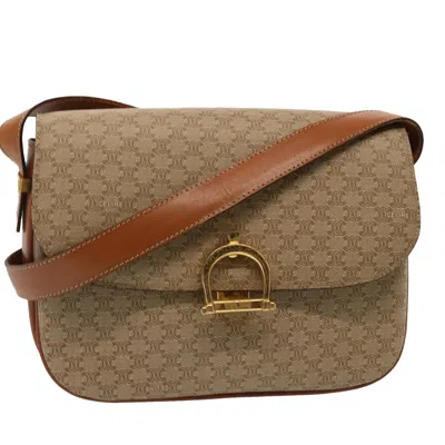 Pre-owned Celine Macadam Canvas Shoulder Bag () In Beige