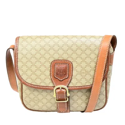 Pre-owned Celine Macadam Canvas Shoulder Bag () In Beige