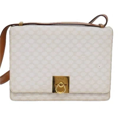 Pre-owned Celine Macadam Canvas Shoulder Bag () In White