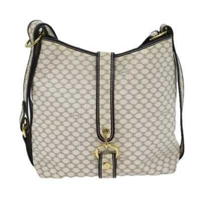 Pre-owned Celine Macadam Canvas Shoulder Bag () In White