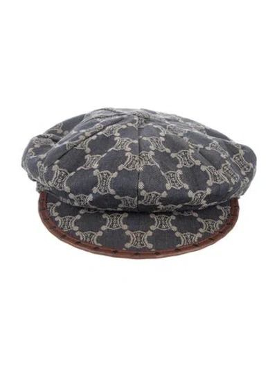 Pre-owned Celine Macadam Casquette Newsboy Cap In Blue