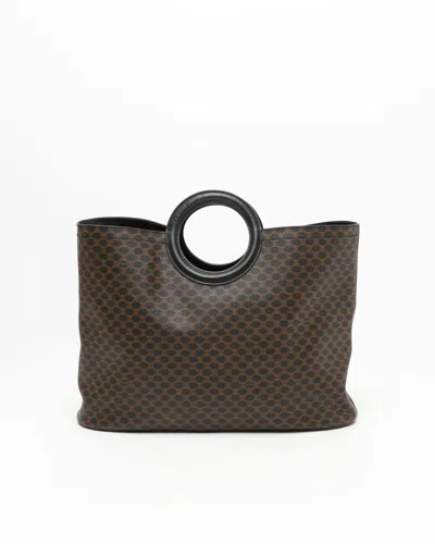 Celine Céline Macadam Circle Tote Bag In Black