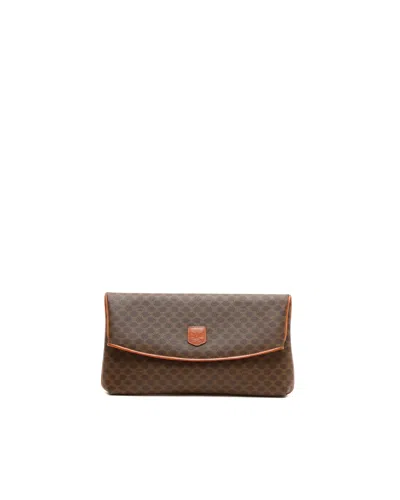 Celine Céline Macadam Clutch Bag In Brown
