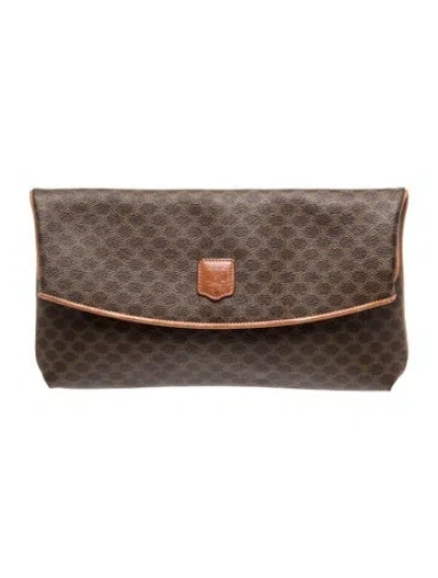 Pre-owned Celine Macadam Clutch Medium In Brown