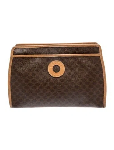 Pre-owned Celine Macadam Clutch Vintage In Brown