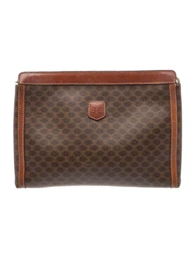 Pre-owned Celine Macadam Clutch Vintage In Brown