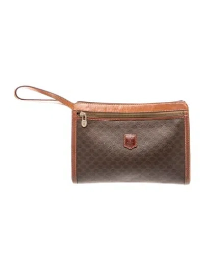 Pre-owned Celine Macadam Clutch Vintage In Brown