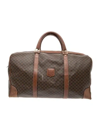 Pre-owned Celine Macadam Coated Canvas Duffle In Brown