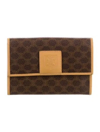 Pre-owned Celine Macadam Compact Printed Compact Wallet In Brown