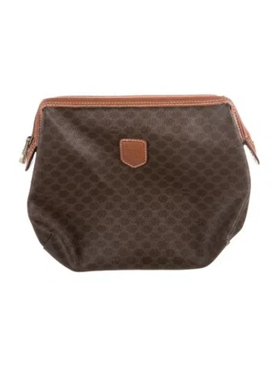 Pre-owned Celine Macadam Cosmetic Bag. In Brown