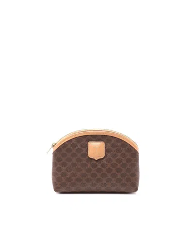 Celine Céline Macadam Cosmetic Pouch In Brown