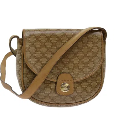 Pre-owned Celine Macadam Cotton Shoulder Bag () In Beige