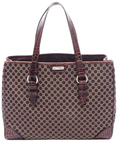 Pre-owned Celine Macadam Croc Embossed Tote (authentic Pre-loved)
