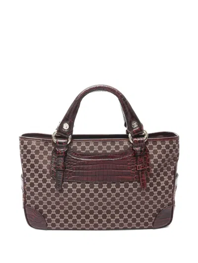 Pre-owned Celine Macadam Crocodile-effect Tote Bag In Brown
