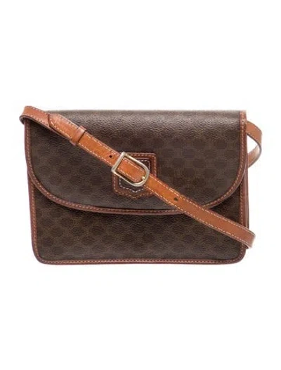 Pre-owned Celine Macadam Crossbody Bag In Brown
