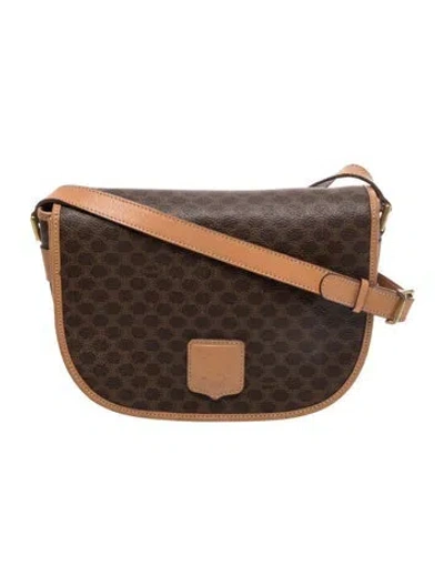 Pre-owned Celine Macadam Crossbody Bag In Brown