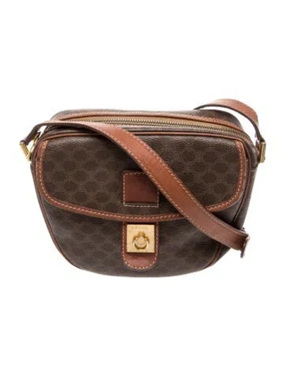 Pre-owned Celine Macadam Crossbody Bag Vintage In Brown