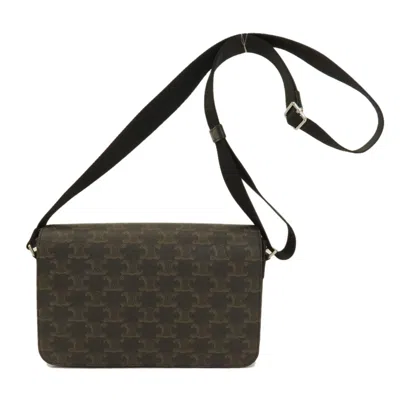 Pre-owned Celine Macadam Dark Brown Pvc Leather Shoulder Bag ()