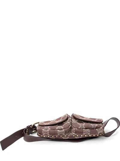 Pre-owned Celine Macadam Denim Belt Bag In Red