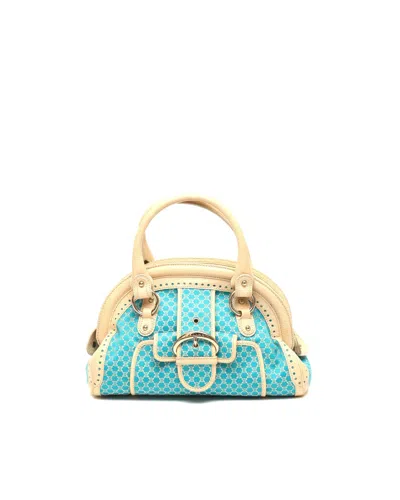 Pre-owned Celine Céline Macadam Dome Satchel Bag In Blue
