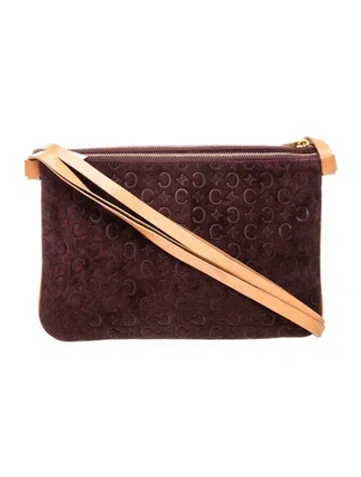 Pre-owned Celine Macadam Double Pouch Vintage In Burgundy