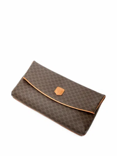 Pre-owned Celine Macadam Flap Clutch Bag In Brown