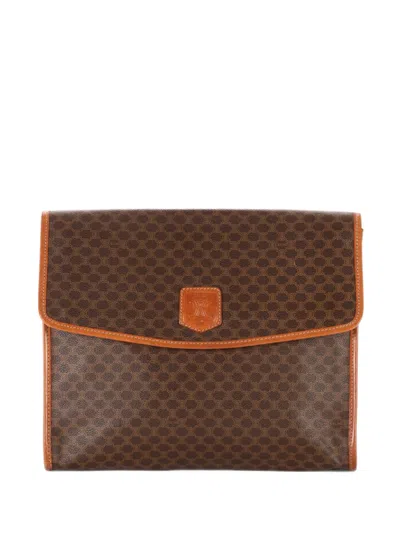 Pre-owned Celine Macadam Foldover Clutch Bag In Brown
