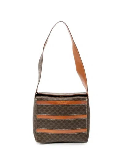 Celine Macadam Fold-over Shoulder Bag In Brown