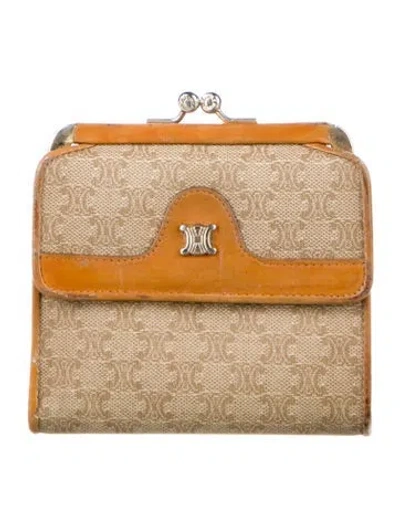 Pre-owned Celine Macadam French Purse Macadam Compact Wallet In Neutral