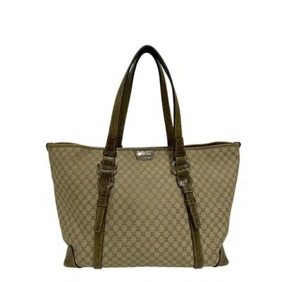 Pre-owned Celine Macadam Gold Green Khaki Nylon Tote Bag ()