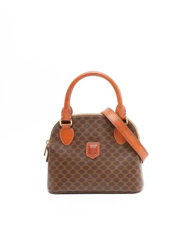 Celine Céline Macadam Handbag In Brown