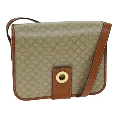 Pre-owned Celine Macadam Leather Shoulder Bag () In Beige
