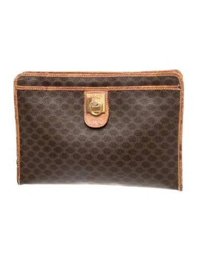 Pre-owned Celine Macadam Macadam Clutch In Brown