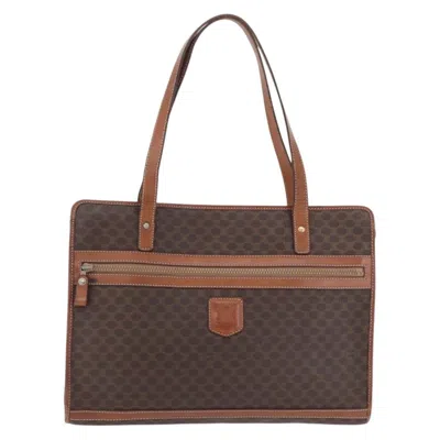 Pre-owned Celine Macadam Macadam With Leather Brown Canvas Tote Bag Bag ()