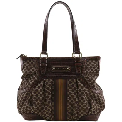 Pre-owned Celine Macadam Macadam With Leather Brown Leather Tote Bag Bag ()