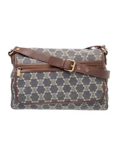 Pre-owned Celine Macadam Messenger Bag In Blue