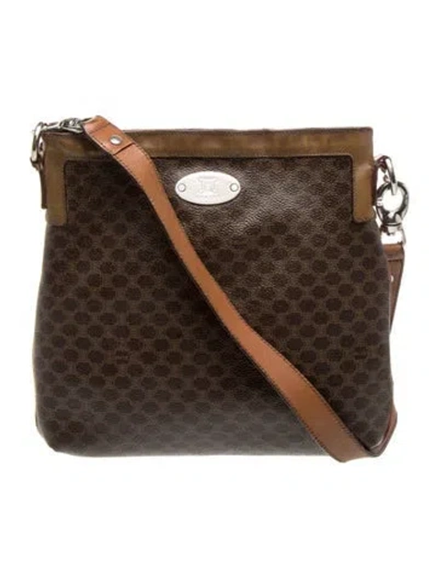 Pre-owned Celine Macadam Messenger Bag In Brown