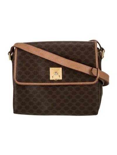 Pre-owned Celine Macadam Messenger Bag In Brown