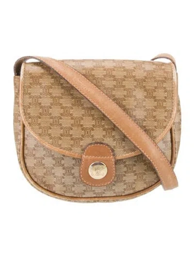 Pre-owned Celine Macadam Messenger Bag In Brown