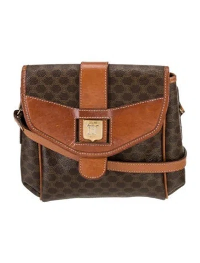 Pre-owned Celine Macadam Messenger Bag In Brown