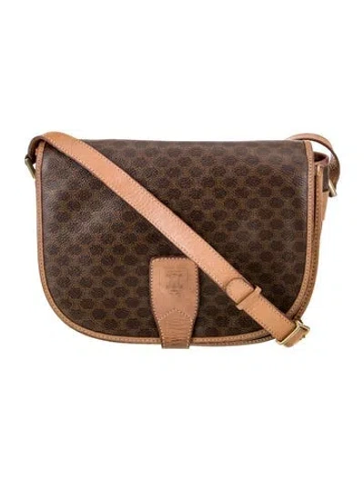 Pre-owned Celine Macadam Messenger Bag In Brown