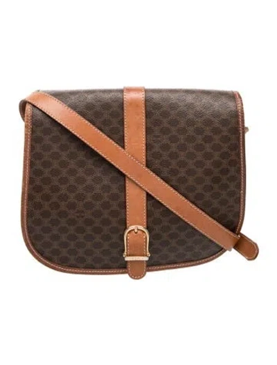 Pre-owned Celine Macadam Messenger Bag In Brown