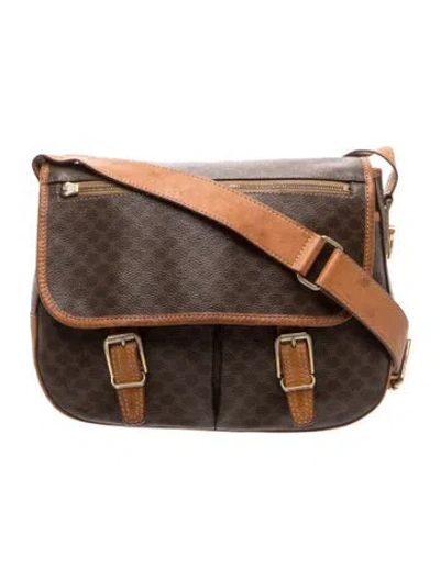 Pre-owned Celine Macadam Messenger Bag In Brown