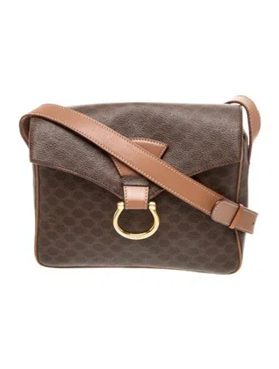Pre-owned Celine Macadam Messenger Bag In Brown