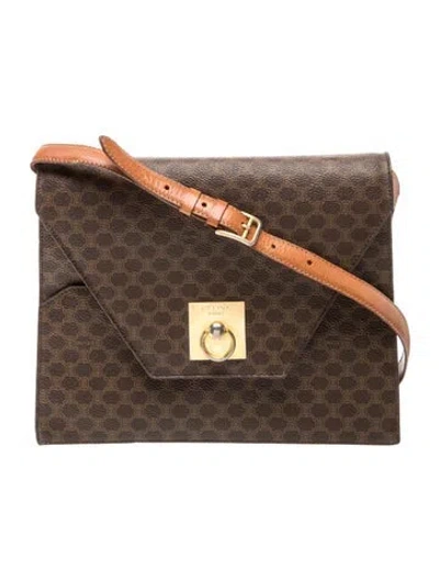 Pre-owned Celine Macadam Messenger Bag In Brown
