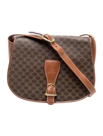 Pre-owned Celine Macadam Messenger Bag In Brown