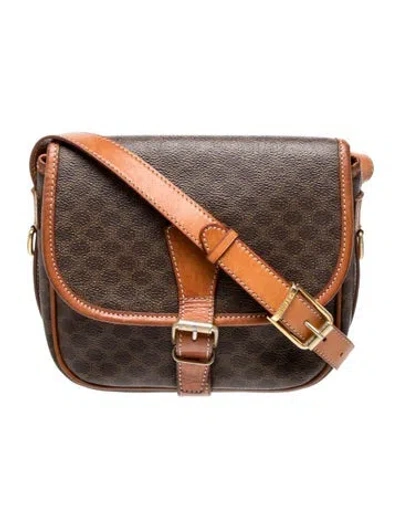 Pre-owned Celine Macadam Messenger Bag In Brown