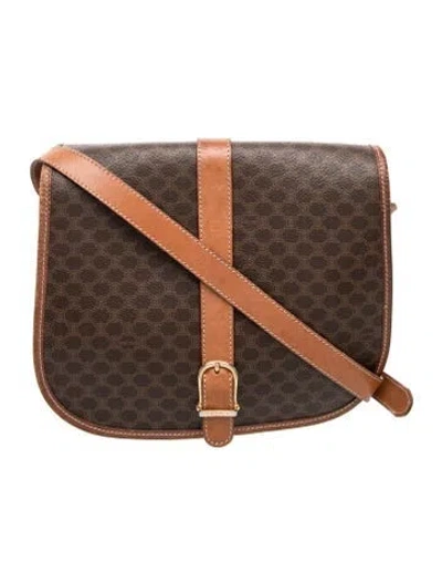 Pre-owned Celine Macadam Messenger Bag In Brown