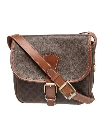 Pre-owned Celine Macadam Messenger Bag In Brown
