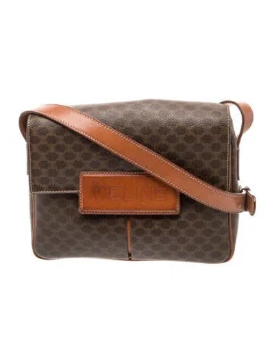 Pre-owned Celine Macadam Messenger Bag Medium In Brown